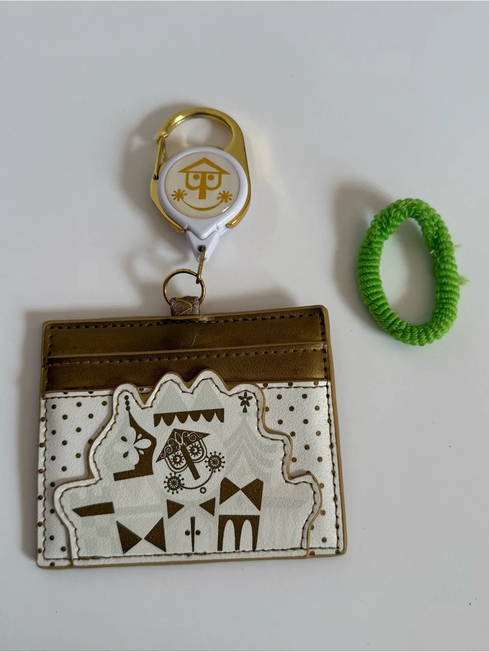 Loungefly (Disney) Gold Metallic Cardholder White Polka Dot Interior with strap